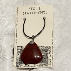 Ocean Wave Jasper Stone Statements Necklace Pendant Leather Black Cord